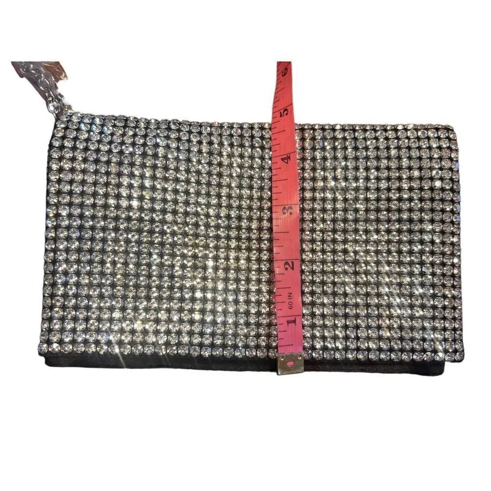 Amber sceats black Stella crystal evening wedding shoulder strap bag clutch